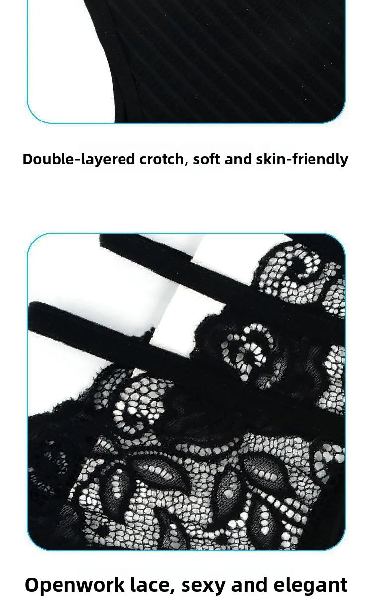 Women's Panties Sexy Lace Hollow Out Lingerie Breathable Ultra-Thin Underpants Lace Floral Comfortable High Waist Elastic Briefs