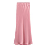 Foridol Autumn Winter Burgundy Satin Skirt Women Party Silk Skirt High Waist Straight Long Faldas Mujer Christmas Skirt