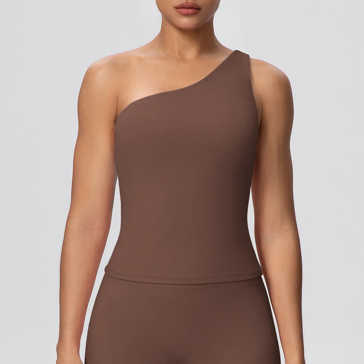 Women Seamless Cloud Feel One-Shoulder Waist-Cinching Yoga Vest Quick-Dry Slimming Sports Shaping Underwear Running Fitness Top