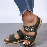 Women's Flower Decorated Slides Perforated Breathable Open Toe Slippers Thick Sole Comfort Casual Outdoor Shoes