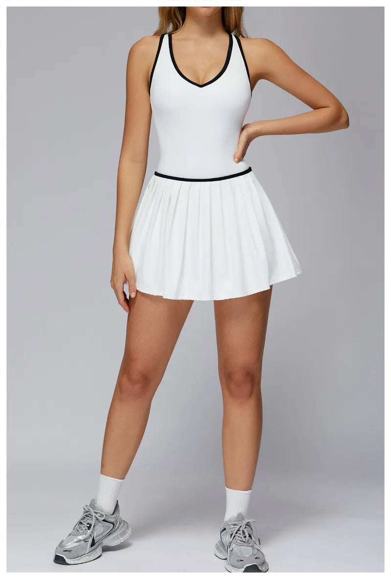 Women's Nude Yoga Clothes Beautiful Back and Slim Fit Two Anti Glare Dresses Outdoor Sports Running and Leisure Fitness Clothes
