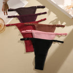 3Pcs G-String Cotton Sexy Women Thongs Adjustable Belt Seamless Panties Breathable Low Waist Lingerie Female Soft Solid Color