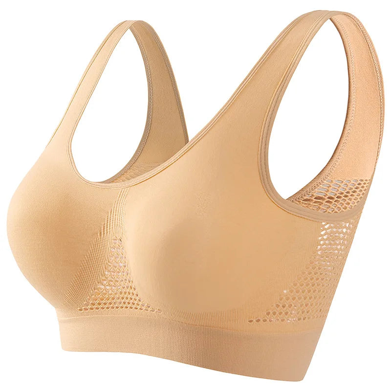 Women Mesh Panel Seamless Tank Bra Sports Wireless U Back V-Neck Vest Style Bralette Sexy Lingerie Multi Colors Intimates S-5XL