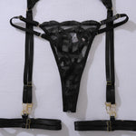 Toucheart Sexy Mesh Solid Color Lace See-through Interesting Hollow Out Underwear Garters Backless Steel Ring Patchwork Sexy Set