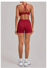 Women's Nude Yoga Sets Sports Cross Beauty Back Bra Hip-lifting Slim Fit Shorts Suits Running Fitness Workout Gym Sets