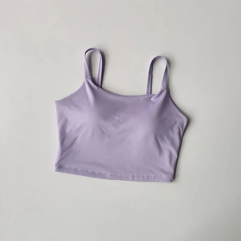 Women's yoga sports bra, small camisole vest integrated fixed gathering sports and fitness bra
