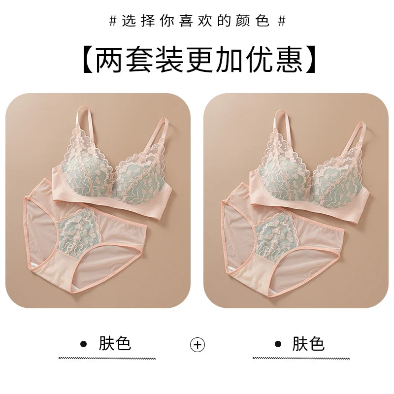 Japanese Sexy Spitze Büstenhalter ohne Bügel, Push Up für kleine Brust, Seitlich glättend, Anti-Sagging, Neu Bestseller MOYISU B