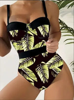 Print Push Up Swimsuit One Piece Swimwear Women High Waisted Swimming Suit Brazilian Monokini Bodysuit Beach Wear Bathing Suit
