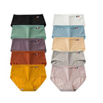 10Pcs/Set Women Cotton Seamless Panties Sexy Underwear Female Breathable Solid Color Underpants Lingerie Low Rise Briefs M-XL