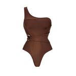2Pcs Deep V Swimsuit With Long Skirt Women Sexy Swimwear Female Bikini Cut Out Biquini Swim Suit Shiny Button Bodysuit Beachwear
