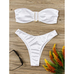 New Sexy Bandeau Strapless Bikini Female Swimsuit Women Swimwear Two-pieces Bikini set Padded Bather Bathing Suit Swim V4647D