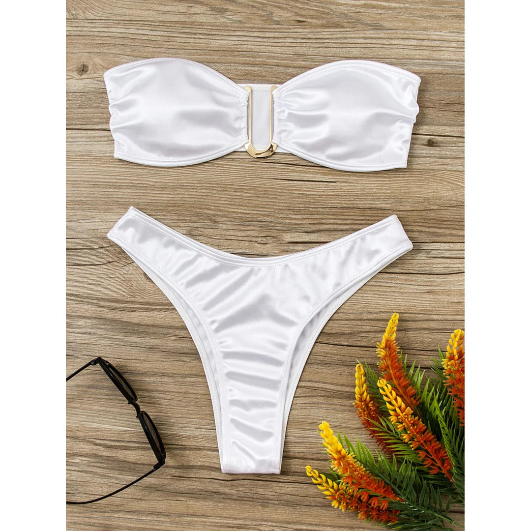 13 Color 2026 New Sexy Bandeau Bikini Women Swimwear Female Swimsuit Two-Pieces Bikini Set Padded Bather Bathing Suit Swim V4647
