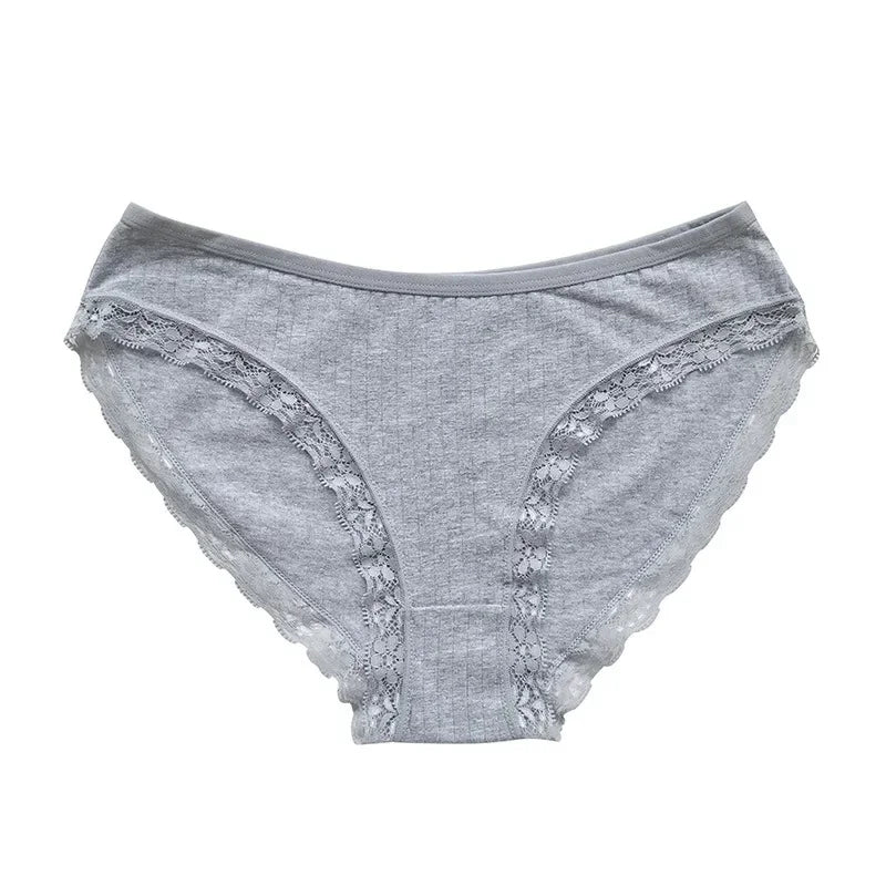 3Pcs/Set Women Lace Briefs Female Underpants Solid Color Pantys M-XL Soft Underwear Sexy Lingerie Intimates Cotton Panties