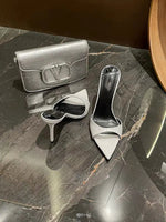 Women Crocodile Texture Pointed Toe Mule Heels Slip On Stiletto High Heel Slippers Elegant Daily Club Party Dress Sandals