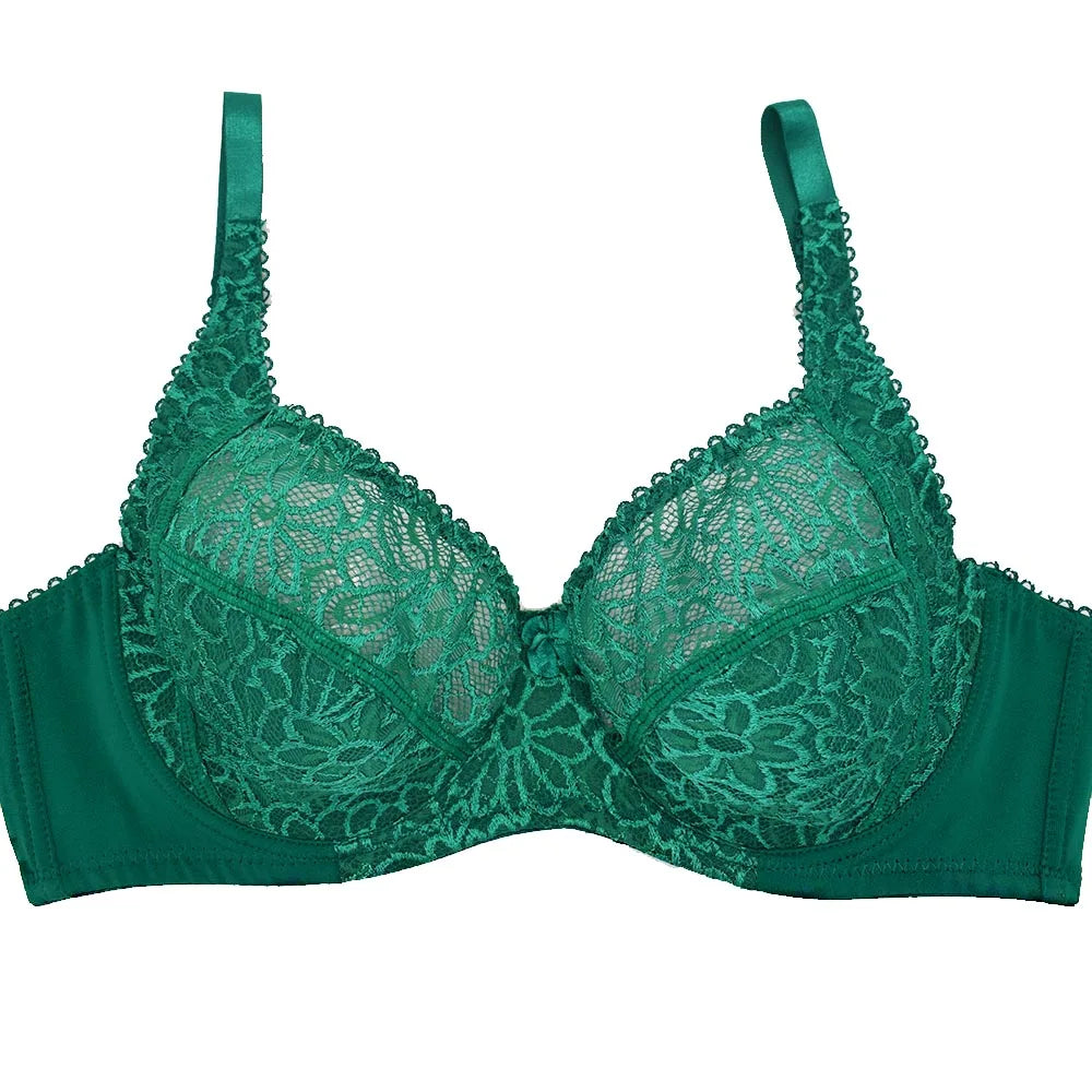 Plus Size Womens Lace Bra Lager Bosom See through Bralette Underwired Sexy Lingerie 34 36 38 40 42 44 B C D DD E F Cup