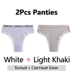 FINETOO 2Pcs/Set Women Cotton Brazilian Panties Plus Size M-2XL Lingerie Sexy Lace Underwear Low Rise Girls Intimates Underpants