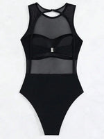 Sexy See Through Black Mesh Sheer Women Swimwear One Piece Swimsuit Female Monokini Backless Bathing Suit Swim Beach Wear Lady