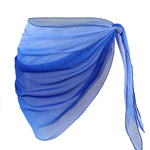 Summer Beach Bikini Wrap Sheer Short Skirt for Women Gradient Color Sarong Swimsuit Coverups Girls Skirt Scarf Swimwear Cover-Up