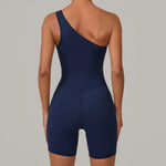 Summer One Shoulder Yoga Short Jumpsuit Women Sexy Cut Out Backless Scrunch Booty One Piece Suit Gym Workout Fitness Clothes