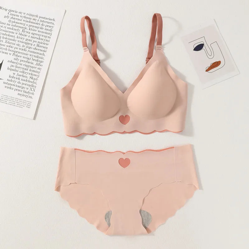 Women Push Up Bra And Panties Set Non-wire Bra Sexy Lingerie Set Low Waist Briefs Women's Comfy Underwear Set Female Intimates