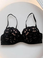 Women’s Push Up Lace Bra Comfort Padded Underwire Bra Lift Up Bras Black Super Push Up Bralette