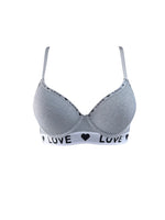 Ribbed Underwire Push Up Bra for Women Letter Trim Wide Side Support Comfortable Daily Lingerie