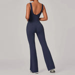 Women's Seamless Yoga Jumpsuits Sports Fitness Sleeveless Hip-lifting Flared One-piece Workout Gym Training Slim Fit Bodysuits