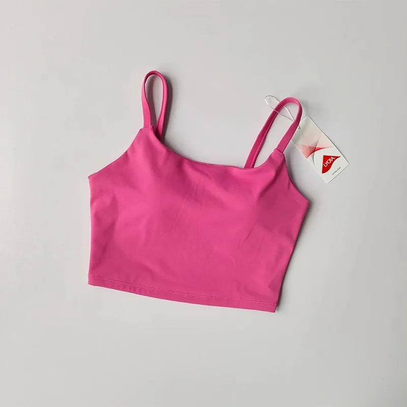 Women's yoga sports bra, small camisole vest integrated fixed gathering sports and fitness bra