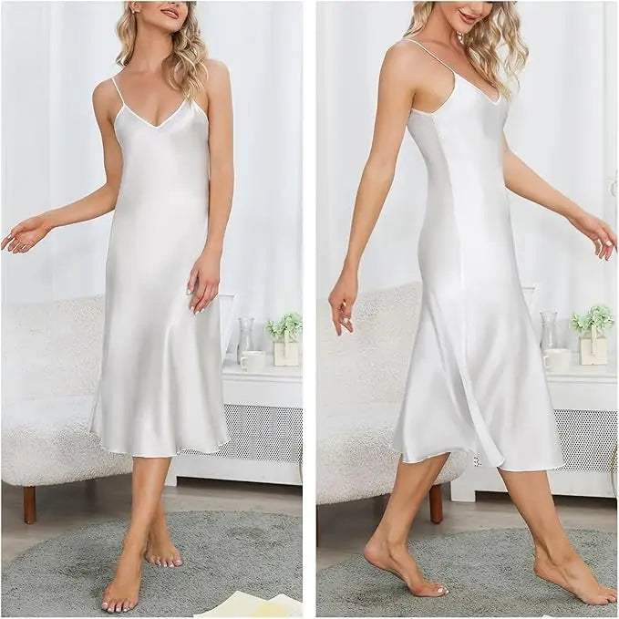 Women's Nightdress Spaghetti Strap V Neck Elegant Luxury Comfortable Breathable Loungewear Relaxing Daily Leisure Classic Style