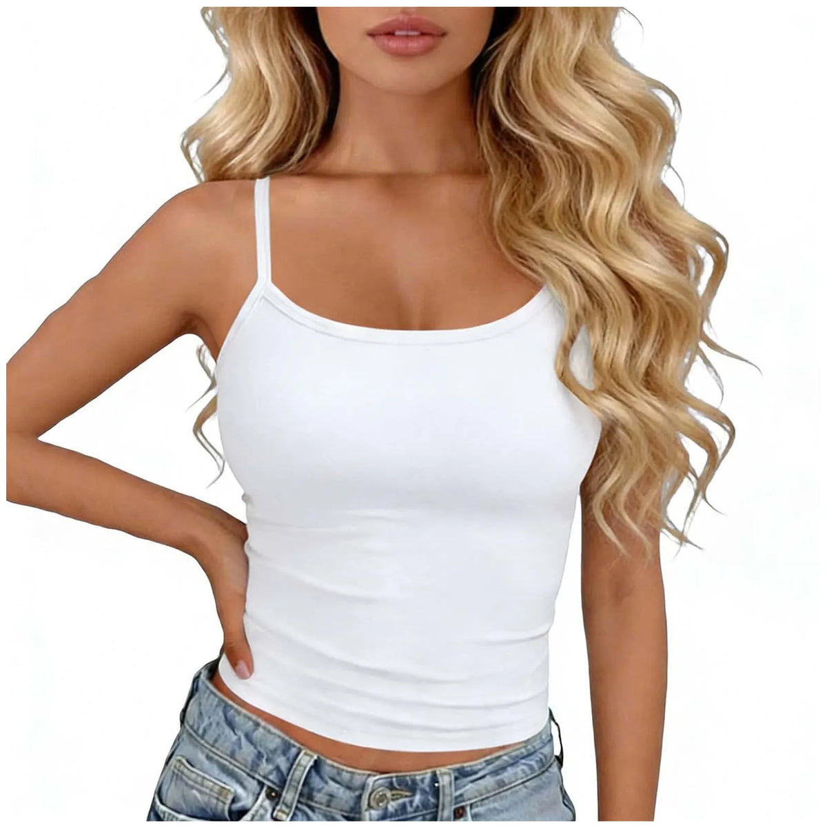 Womens Basic Spaghetti Strap Cami Top Slim Fit Backless Crop Top Summer Solid Color Casual Sleeveless Top Streetwear Y2k Clothes