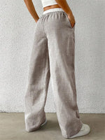Women's Casual Striped Woven Wide Leg Pants Fall Winter 2024 Casual Stylish Full Length Trousers Y2K Clothes Streetwear