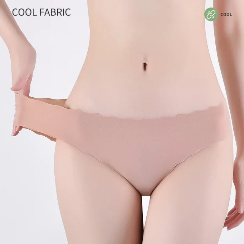 3Pcs/Set Ice Silk Panties Women Low Rise Briefs Female Underpants Invisible Underwear Sexy Lingerie Seamless Bottoms XS-XL
