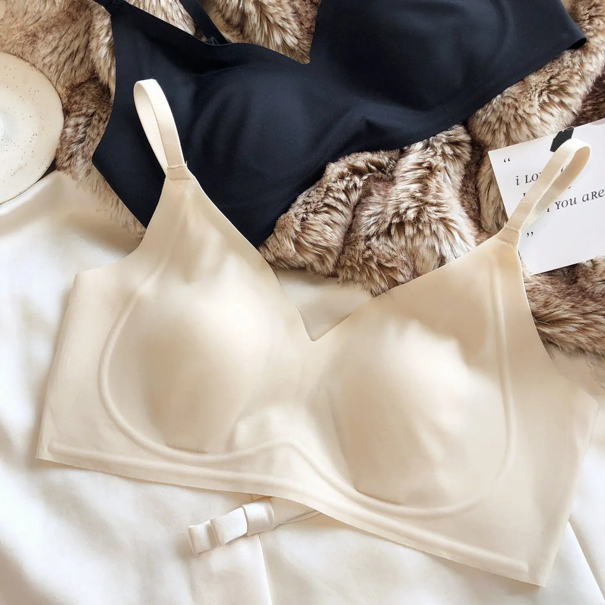 Summer Ice Silk Bra Seamless Women Underwear Sexy Ultra Thin Comfort Bralette French Rabbit Ears Padding Fixed Push Up Bras