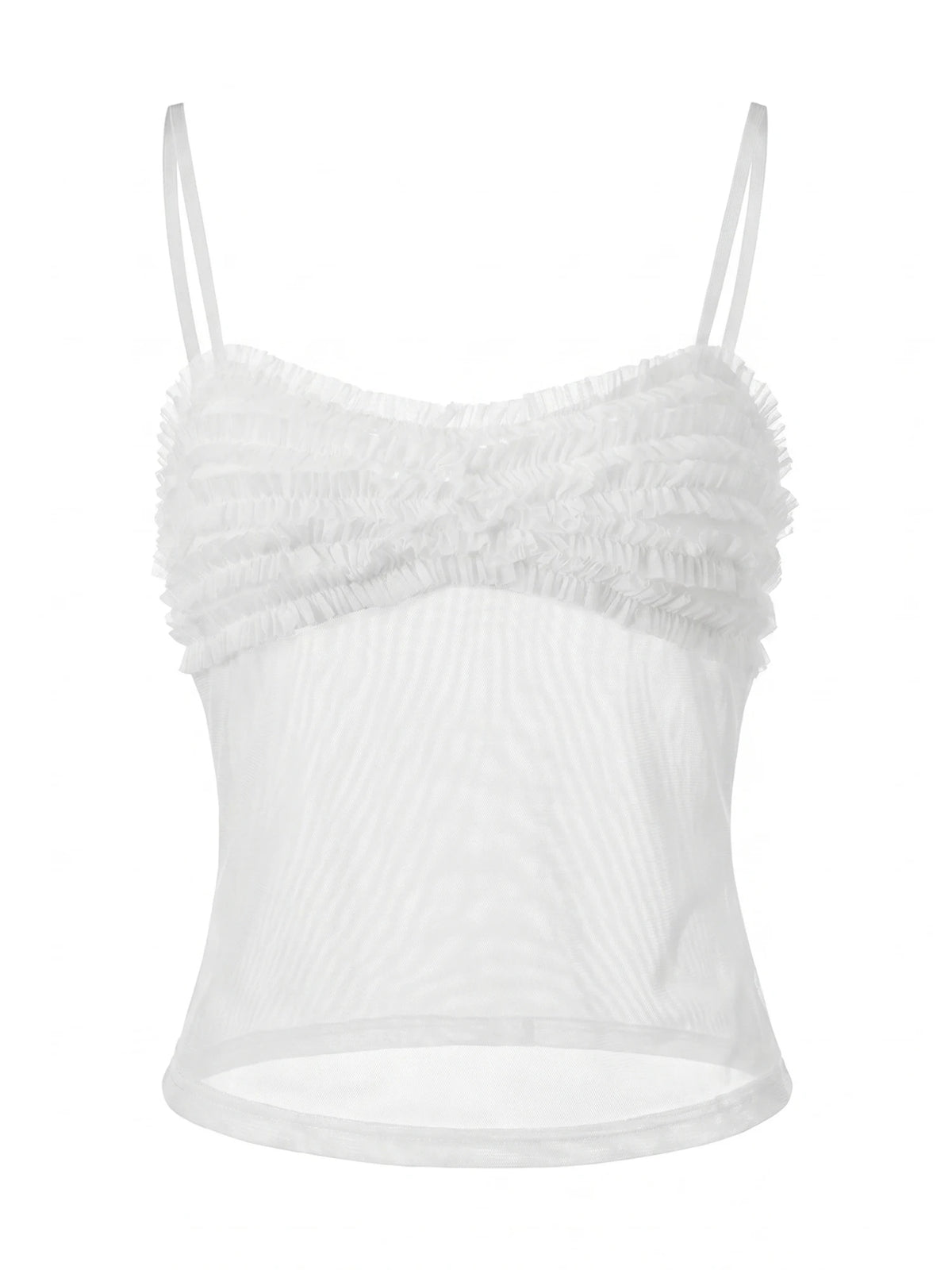 Women's Solid Color See Through Tank Tops Summer Fashionable Sleeveless Mesh Patchwork Slim Fit Camisole