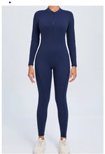 Women Sportwear Yoga Jumpsuit Zip Long Sleeve Back Open Outfit Fitness Tracksuit Tight One-piece Gym Overalls Sports Bodysuit