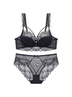 MOYISU Minimizer Bra French Lace for Large Bust, Anti Sagging Full Coverage Push Up Underwire Set, Sensuous Women Sexy Bra & Set