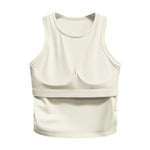 VEQKING Side Pleated Women Sports Bras Built-in Pads Yoga Vest Quick Dry Gym Running Tank Tops High Support Workout Bralettes