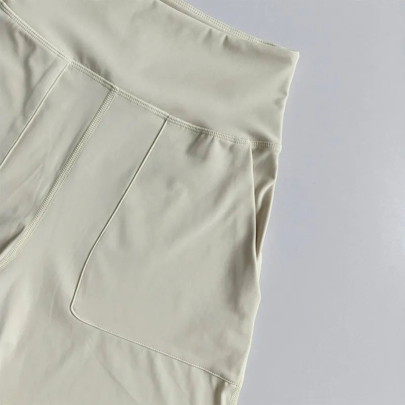 Women's High-Waisted Yoga Shorts with Pockets Quick-Drying Breathable for Summer Outdoor Training Running Pilates Fitness