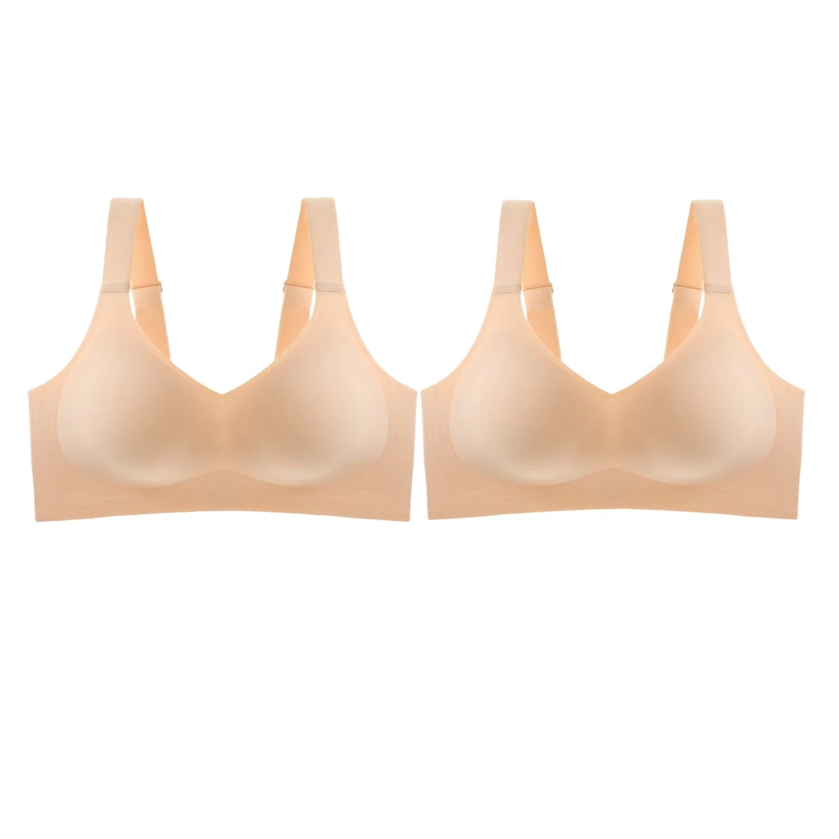 2Pcs/Set Women V-Neck Wireless Bra Smooth Invisible Mold Bralette One-Piece Seamless Support Bras Wide Strap Lingerie M-3XL