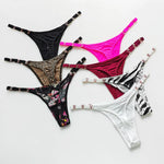Seamless Sexy Thong Women Underwear Briefs Panties Zebra Flower Low Rise Luxury Metal Buckle G String Bikini Girls Female Panty
