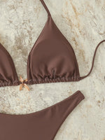 Halter Triangle String Bikinis 2026 Women Sexy Swimsuit Solid Starfish Swimwear Female Bathers Bathing Swimming Swim Suit