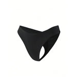 S - XL Black Scrunch Butt Thong Bikini Bottom Swim Brief Women Swimwear Female Bather Brazilian Tanga Panties Underwear V6864