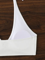 White Thong Bikinis Women 2025 Heart Ring Linked Two Pieces Swimsuit Halter Separate Bikini Set Swim Bathing Suits Beach Wear