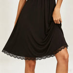 Women Soft Modal Nightgown Lace Trim V Neck Spaghetti Strap Loose Swing Midi Night Dress Breathable Casual Home Sleepwear Ladies