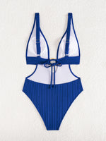 DEKA Sexy Ribbed One Piece Swimsuit Hollow Out Swimwear Women Female Deep V-neck Bathing Suit Beach Wear Push Up Monokini Swim