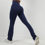 Women's Seamless Yoga Leggings Pants Sports Fitness Peach Hip-lifting High Waist Slimming Dance Training Workout Flared Pants