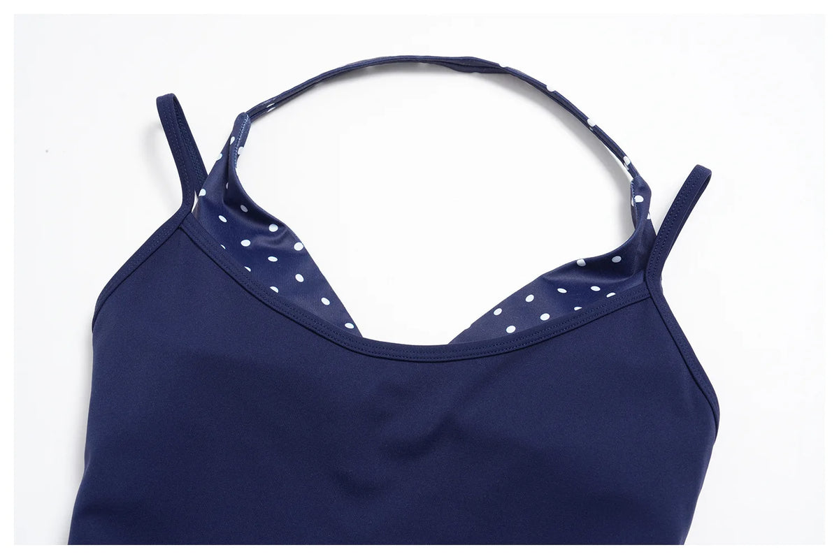 Quick Drying Polka Dot Patchwork Yoga Sets Women Hanging Neck Slim Shockproof Sports Tank Top Gym High Waist Shorts Fitnss Suit