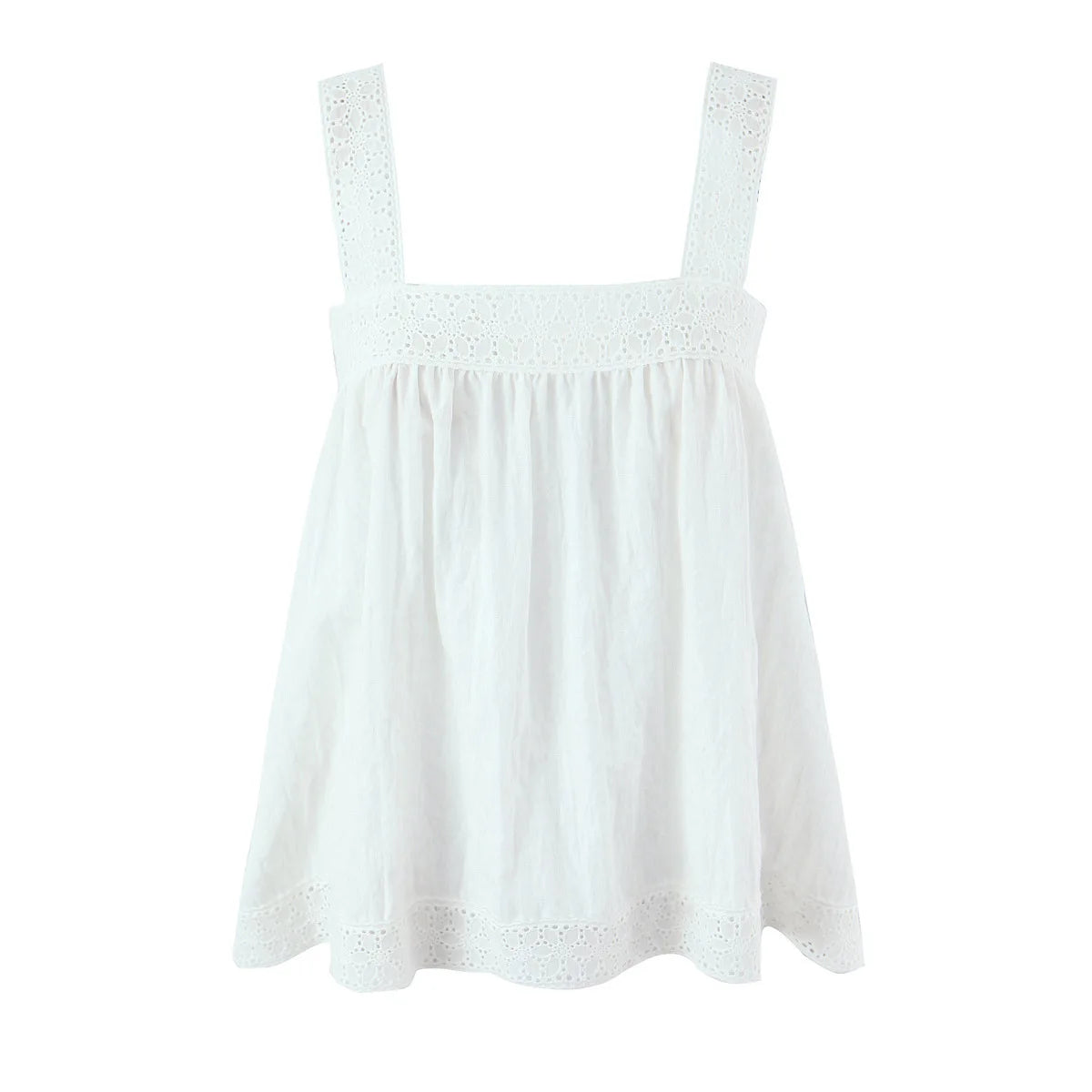 New Style Vacation Casual Lazy Style Pure White Simple Basic Lace Camisole Backless Deep V Suspenders Sleeveless Charming XNKI