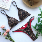 2024 Micro Leopard Bikini Women High CutBandage Push Up Swimsuit Sexy Bathing Suit Padded Thong Swimwear,summer Beach Vacation