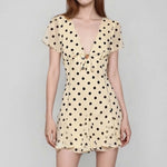 Female Party Dress Dresses Summer Dot Print Short Sleeve A-Line Dresses Streetwear Women Mini Dress V-Neck Elegant Clothes